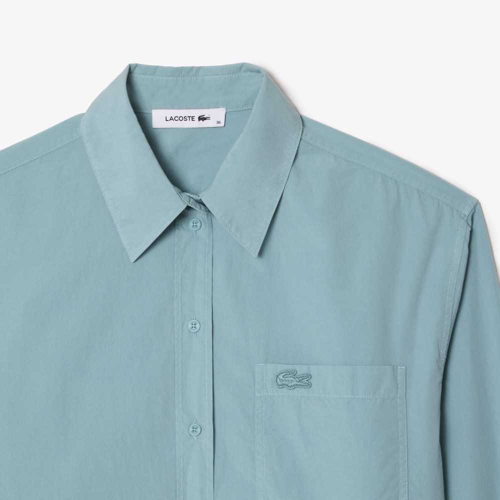 Lacoste Oversized Algodon Poplin Shirt Azules | 4152-GKSOX