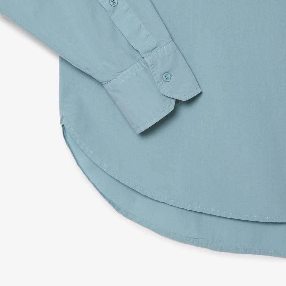 Lacoste Oversized Algodon Poplin Shirt Azules | 4152-GKSOX