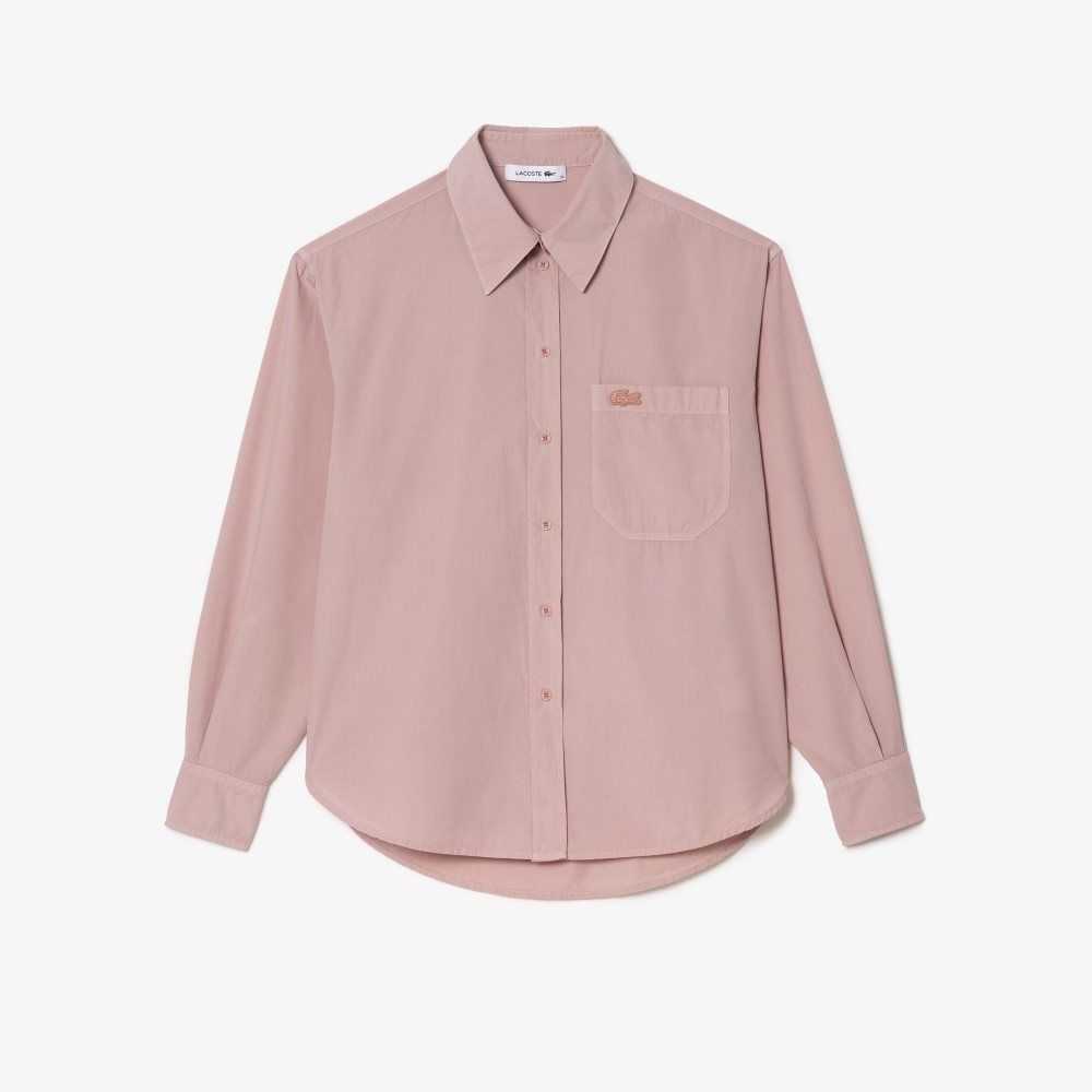 Lacoste Oversized Algodon Poplin Shirt Rosas | 1536-HLDNP