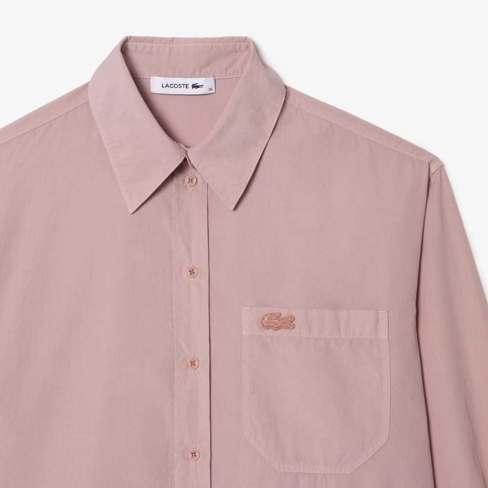 Lacoste Oversized Algodon Poplin Shirt Rosas | 1536-HLDNP