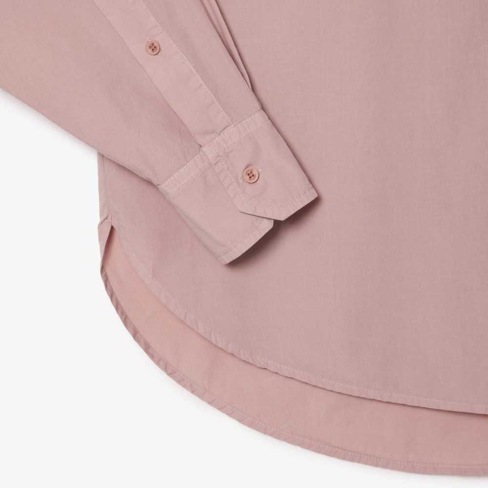 Lacoste Oversized Algodon Poplin Shirt Rosas | 1536-HLDNP