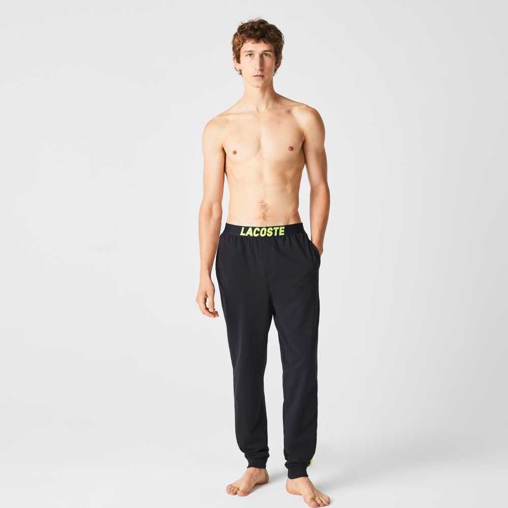 Lacoste Oversized Logo Fleece Pajama Pants Gris Oscuro Blancas Amarillo | 0376-KVCUM