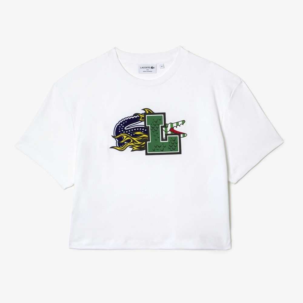 Lacoste Oversized Organic Algodon T-Shirt Blancas | 4638-JKBEH