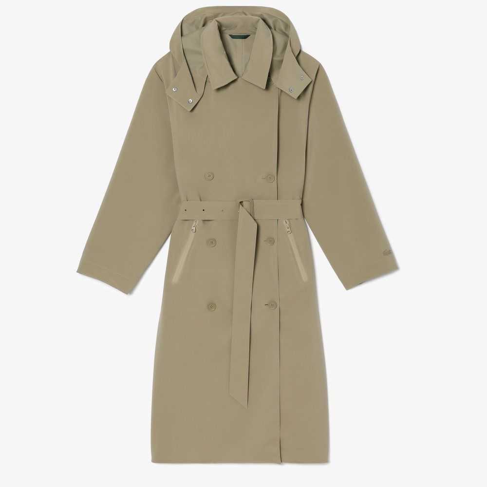 Lacoste Oversized Trench Coat Beige | 8361-UDEMC