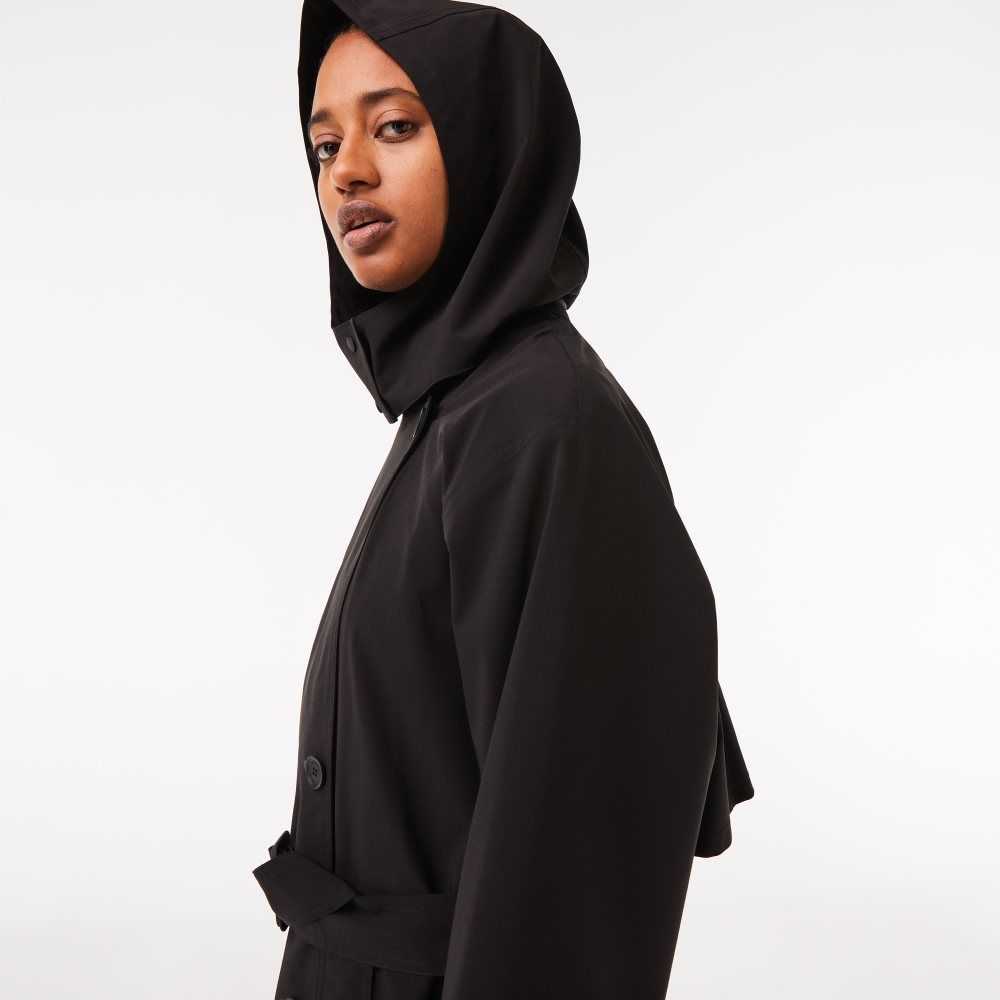 Lacoste Oversized Trench Coat Negras | 9348-WLXNR