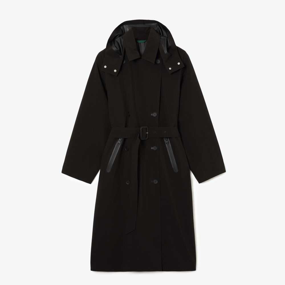 Lacoste Oversized Trench Coat Negras | 9348-WLXNR