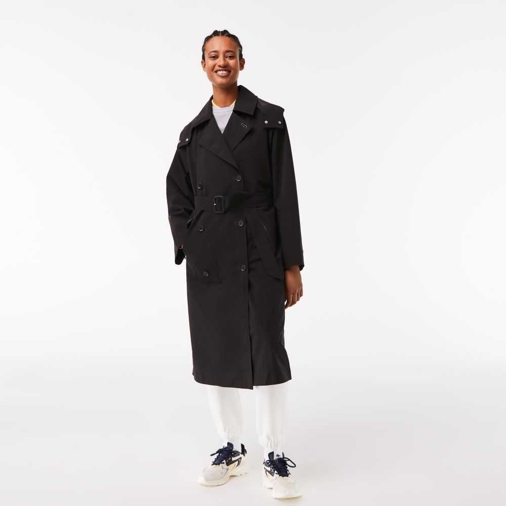 Lacoste Oversized Trench Coat Negras | 9348-WLXNR