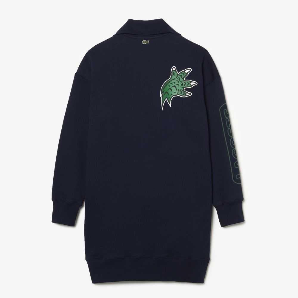 Lacoste Oversized Zip Neck Polo Azul Marino Azules | 1579-EHBTP