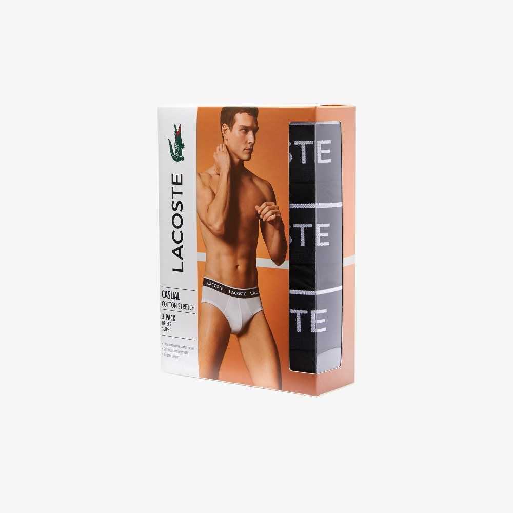 Lacoste Pack Of 3 Casuales Briefs Negras | 1592-FOPMN