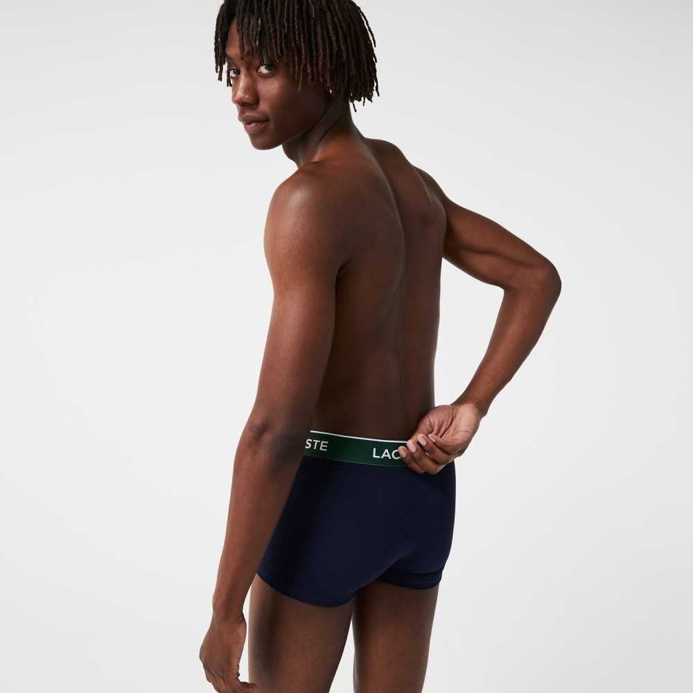 Lacoste Pack Of 3 Navy Casuales Boxer Briefs With Contrasting Waistband Azul Marino Azules Verde Rojas Azul Marino Azules | 2610-ASPNY