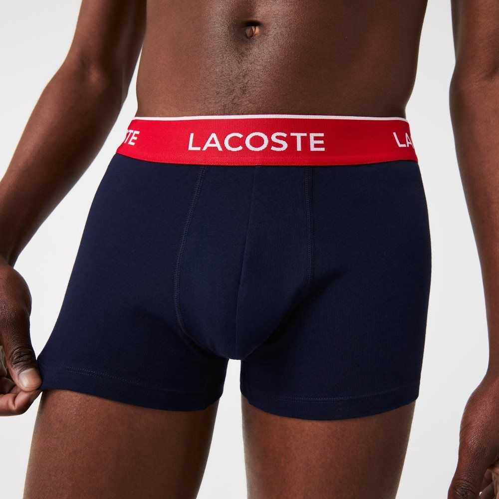 Lacoste Pack Of 3 Navy Casuales Boxer Briefs With Contrasting Waistband Azul Marino Azules Verde Rojas Azul Marino Azules | 2610-ASPNY