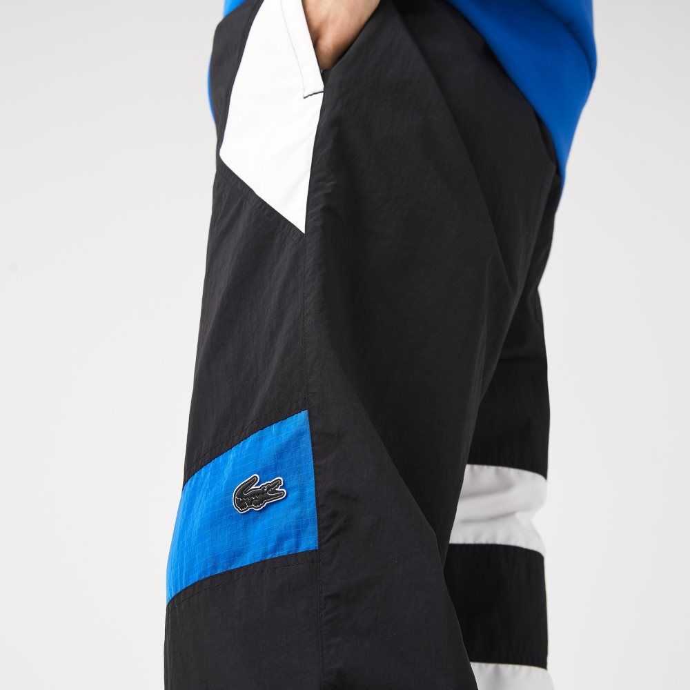 Lacoste Patchwork Agua-Repellent Trackpants Negras Azules Blancas | 8201-QEZAR