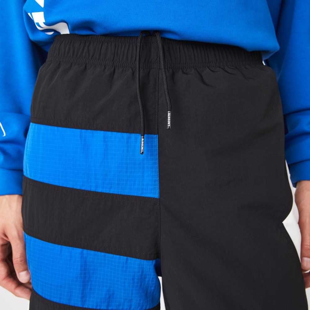 Lacoste Patchwork Agua-Repellent Trackpants Negras Azules Blancas | 8201-QEZAR