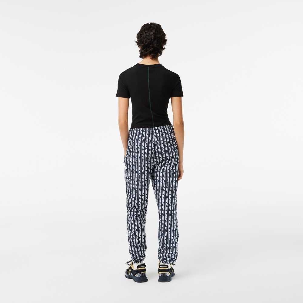 Lacoste Pista Pants with Logo Print Negras Azules Blancas | 4620-EJXDF