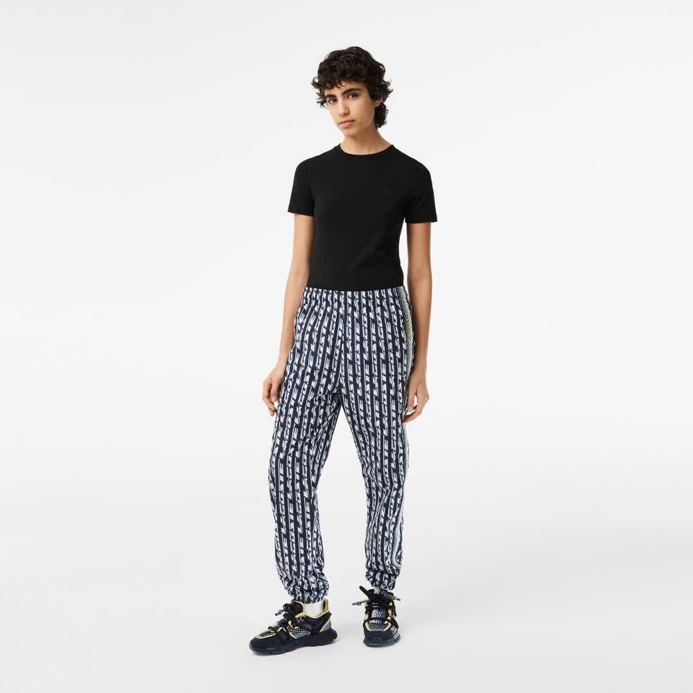 Lacoste Pista Pants with Logo Print Negras Azules Blancas | 4620-EJXDF