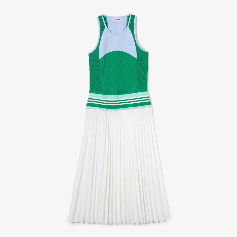 Lacoste Plisado Colorblock Tank Top Azules Verde Blancas | 3786-DFLYB