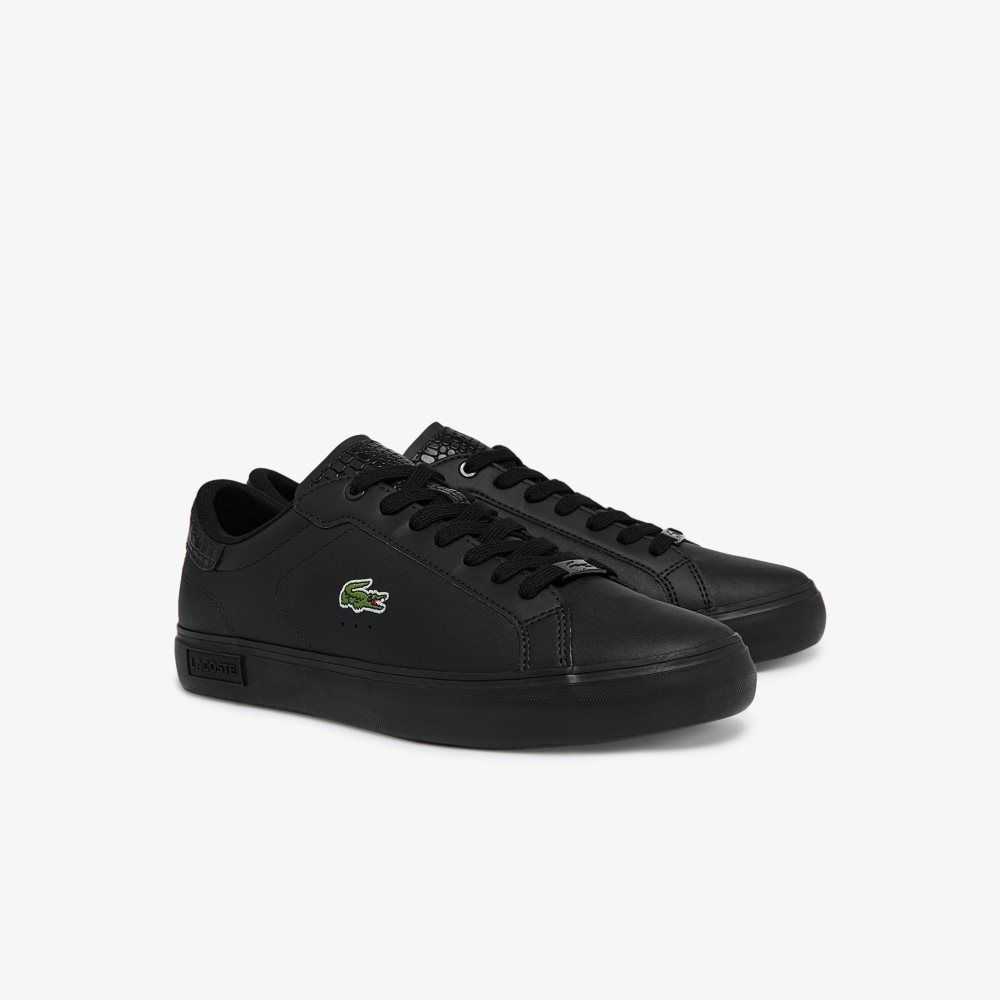 Lacoste Powercourt Burnished Cuero Negras Negras | 6243-ANOFX