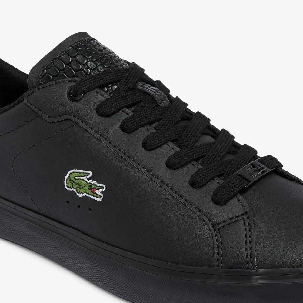 Lacoste Powercourt Burnished Cuero Negras Negras | 6243-ANOFX