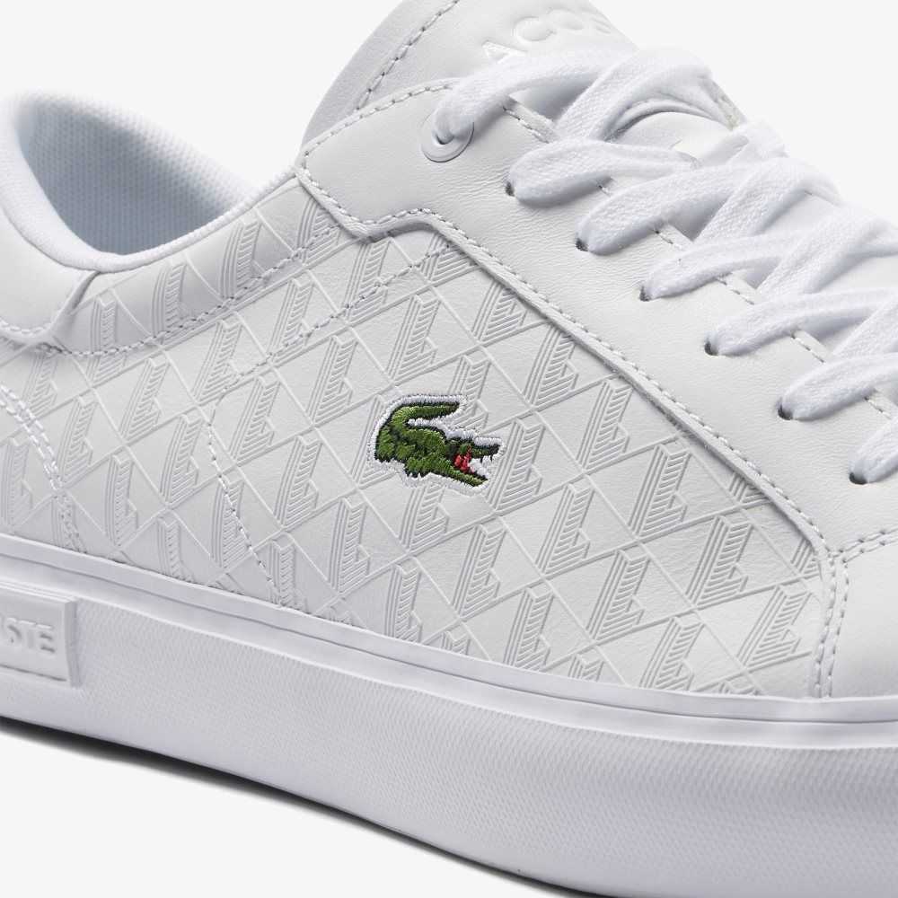 Lacoste Powercourt Cuero Blancas Blancas | 6302-HTWCI