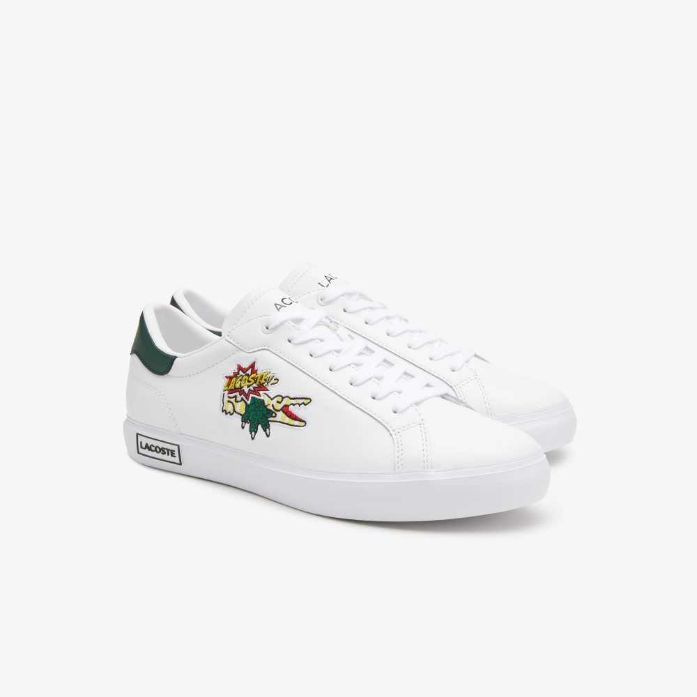 Lacoste Powercourt Cuero Blancas Verde Oscuro | 7681-QIFNM