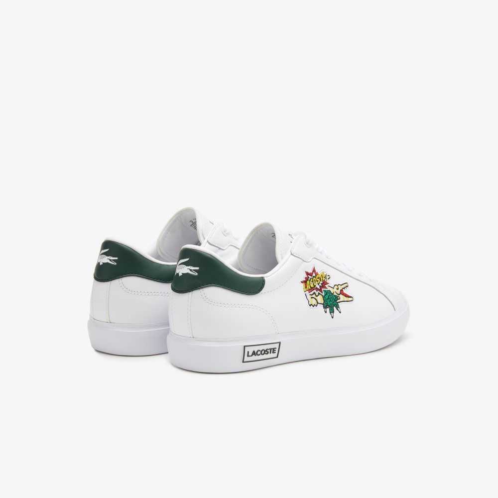 Lacoste Powercourt Cuero Blancas Verde Oscuro | 7681-QIFNM