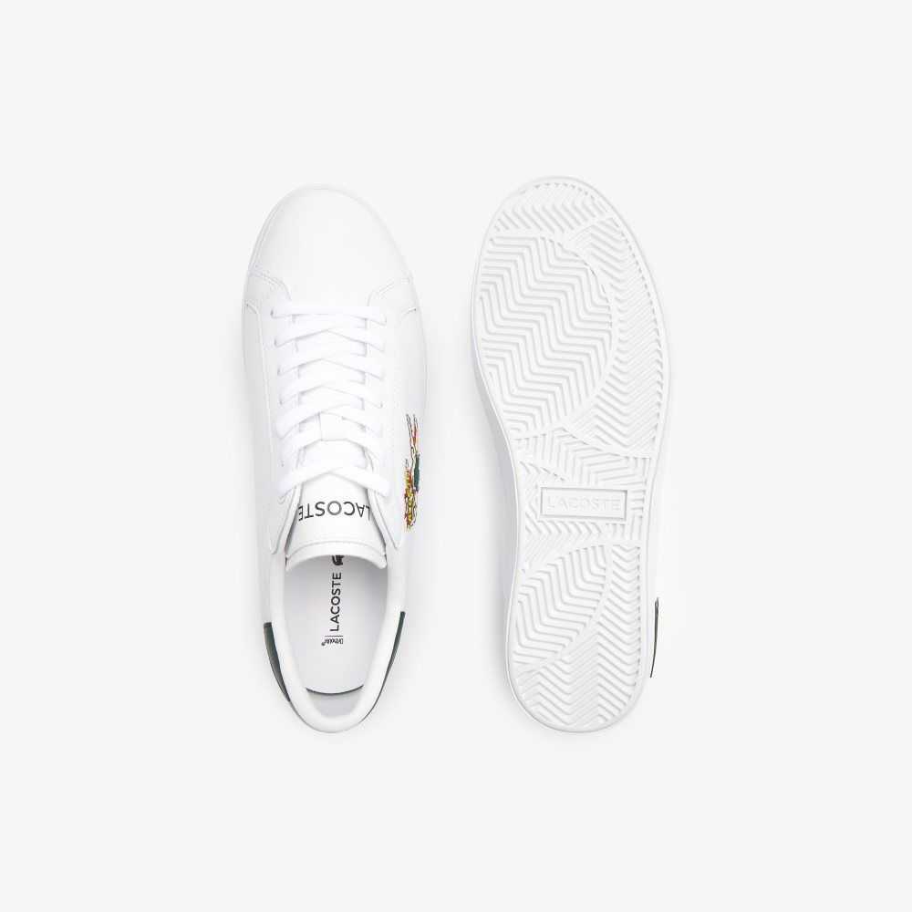 Lacoste Powercourt Cuero Blancas Verde Oscuro | 7681-QIFNM