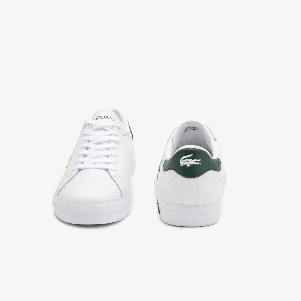 Lacoste Powercourt Cuero Blancas Verde Oscuro | 7681-QIFNM