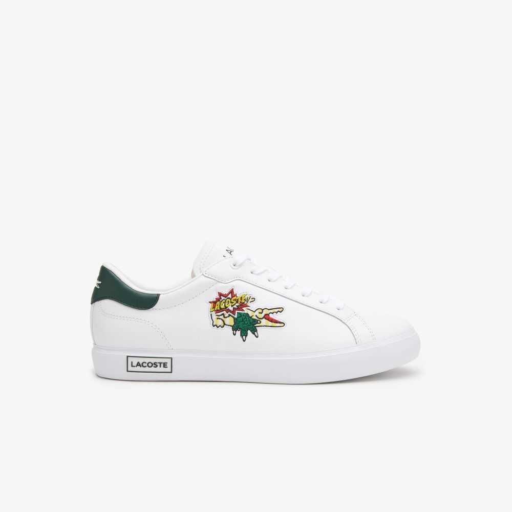 Lacoste Powercourt Cuero Blancas Verde Oscuro | 7681-QIFNM