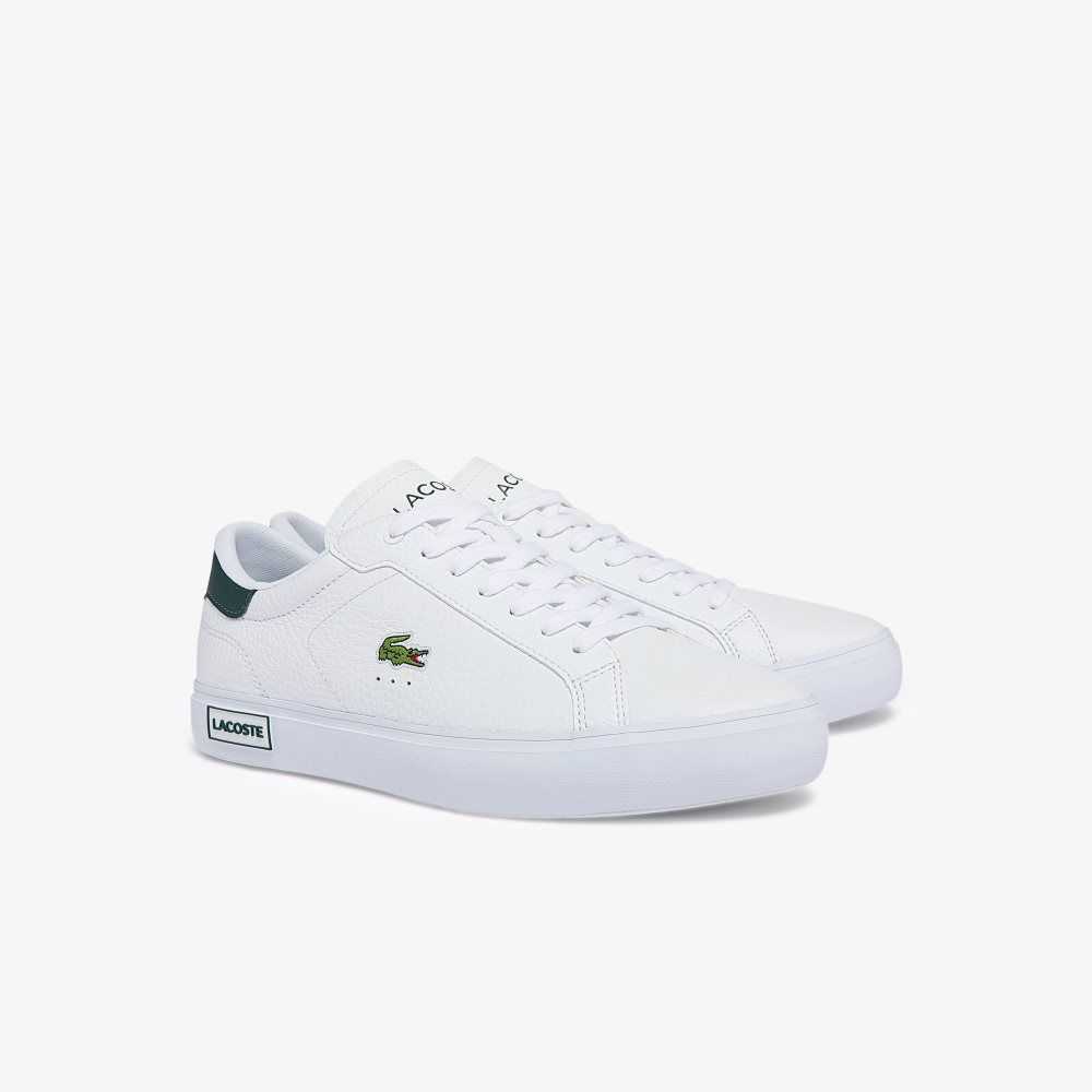 Lacoste Powercourt Cuero Blancas Verde Oscuro | 8612-JMLWD