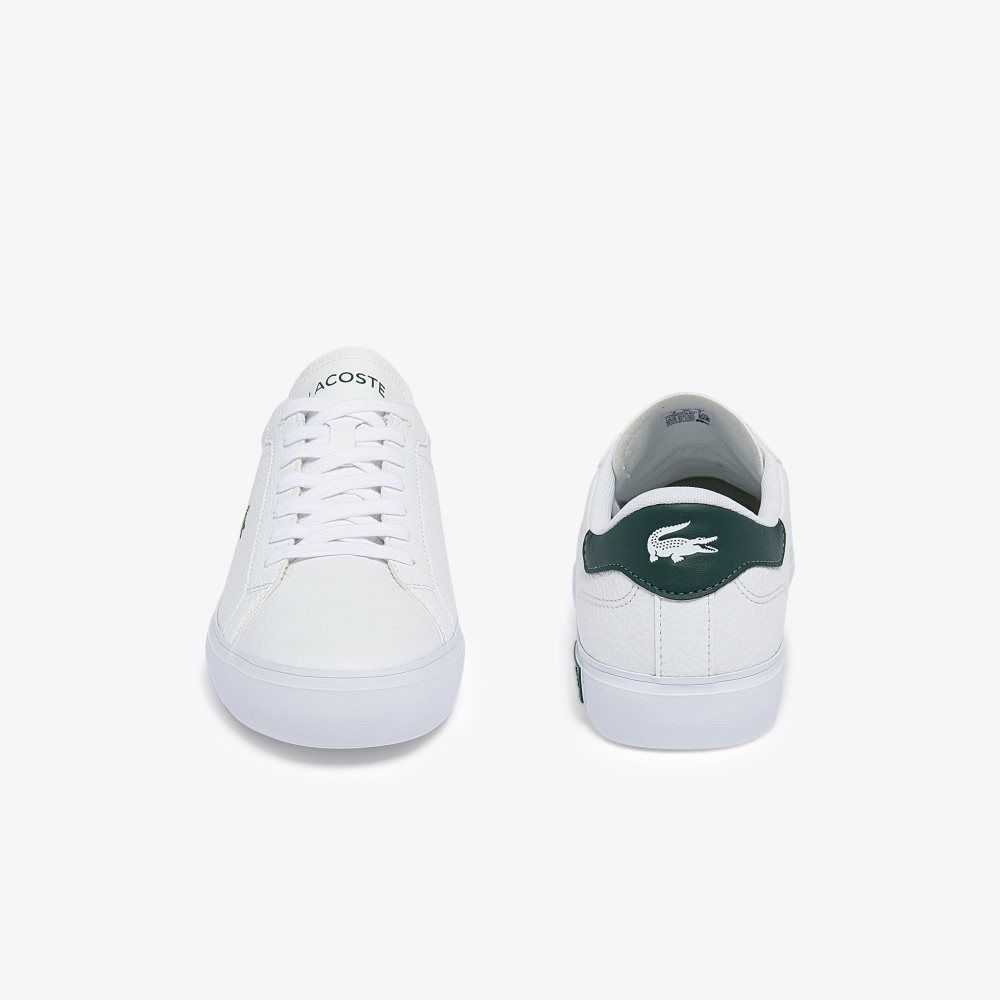 Lacoste Powercourt Cuero Blancas Verde Oscuro | 8612-JMLWD