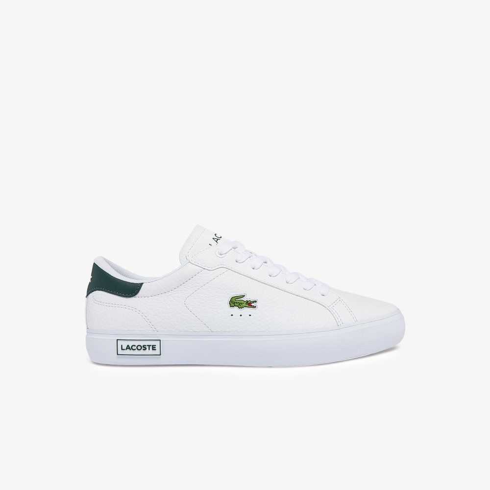 Lacoste Powercourt Cuero Blancas Verde Oscuro | 8612-JMLWD