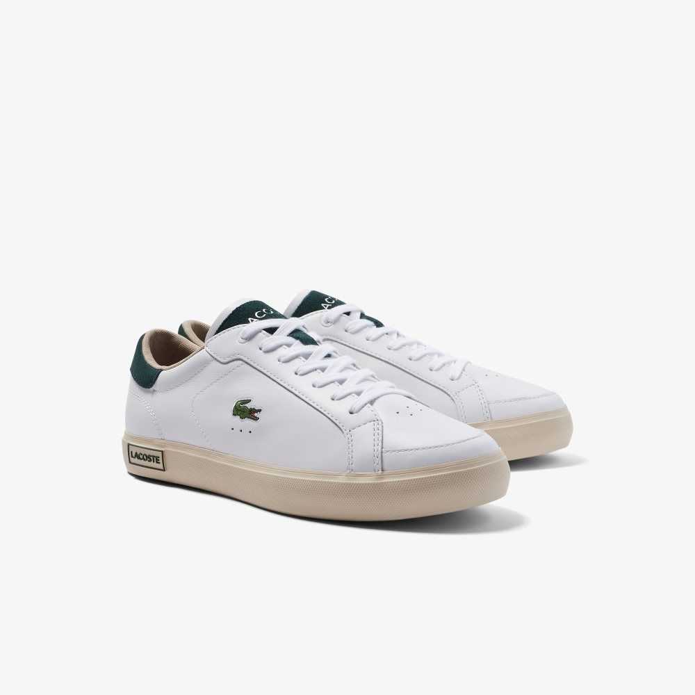 Lacoste Powercourt Cuero Color-Pop Blancas Verde Oscuro | 1803-BZSRM