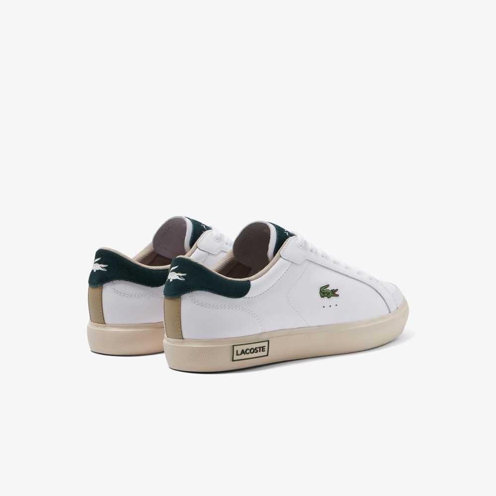 Lacoste Powercourt Cuero Color-Pop Blancas Verde Oscuro | 1803-BZSRM