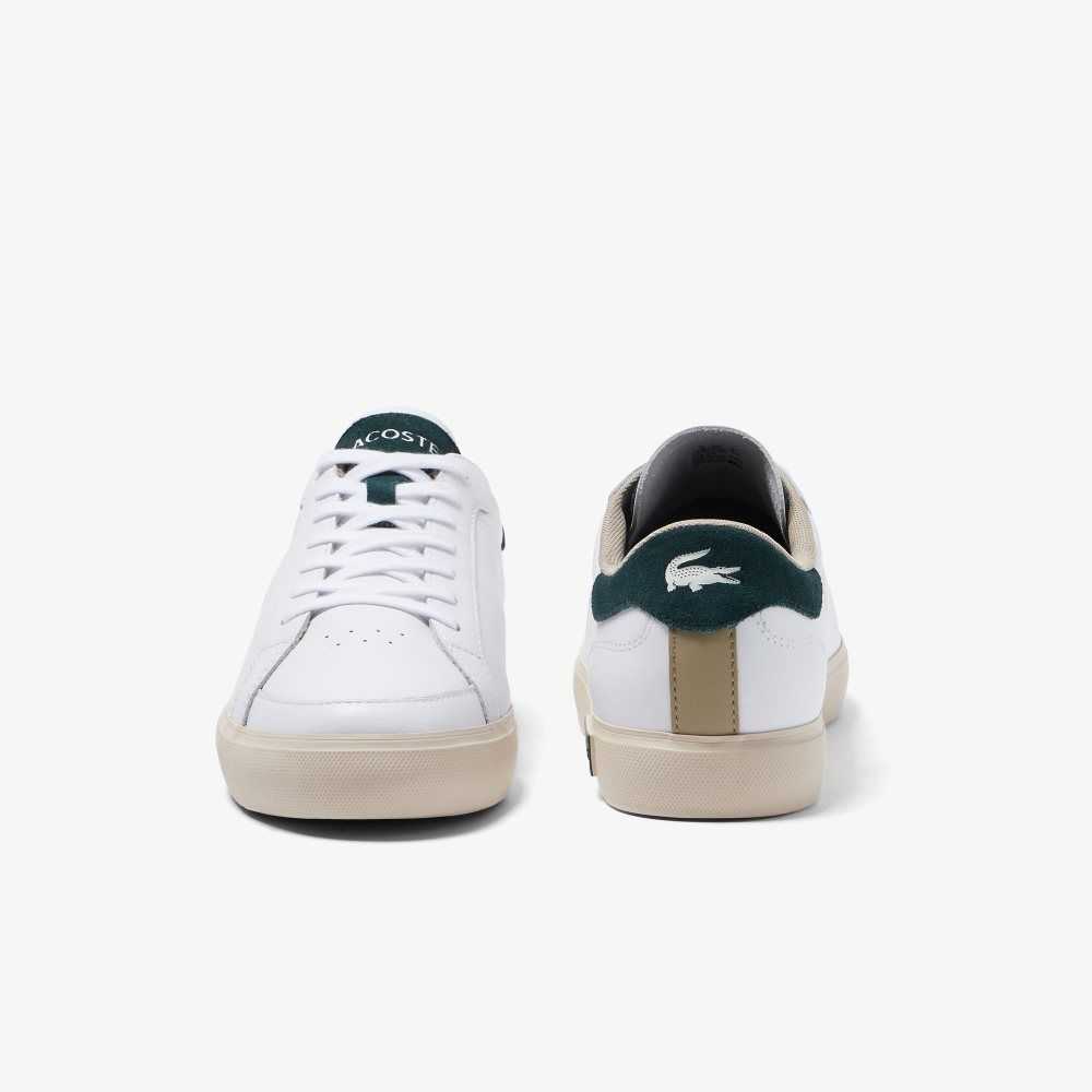 Lacoste Powercourt Cuero Color-Pop Blancas Verde Oscuro | 1803-BZSRM