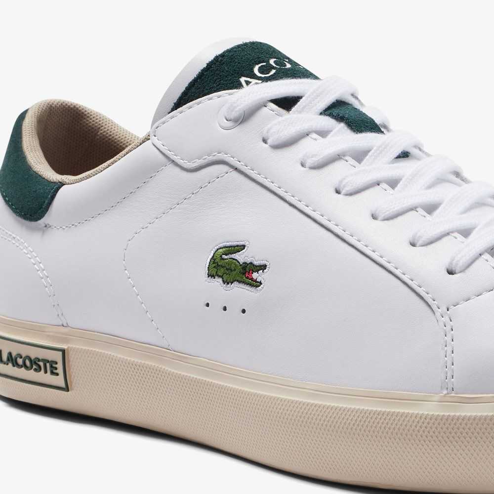 Lacoste Powercourt Cuero Color-Pop Blancas Verde Oscuro | 1803-BZSRM