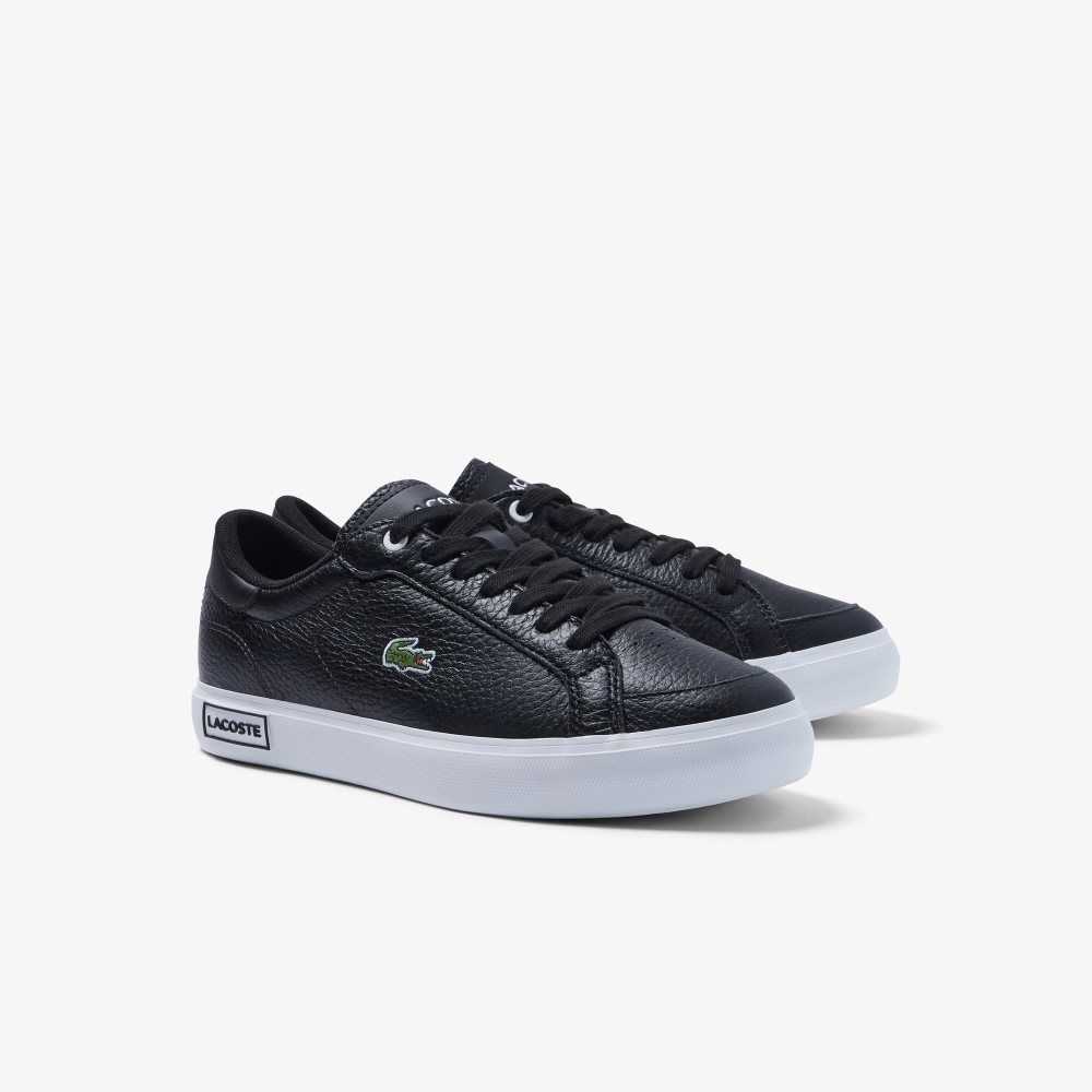 Lacoste Powercourt Cuero Detailed Negras Blancas | 9705-TROFL