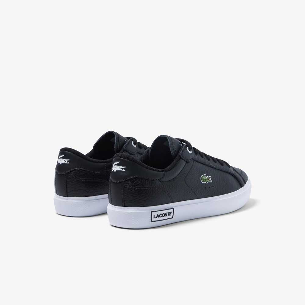 Lacoste Powercourt Cuero Detailed Negras Blancas | 9705-TROFL