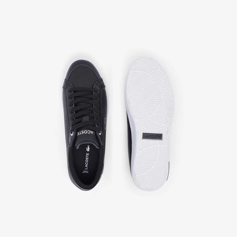 Lacoste Powercourt Cuero Detailed Negras Blancas | 9705-TROFL