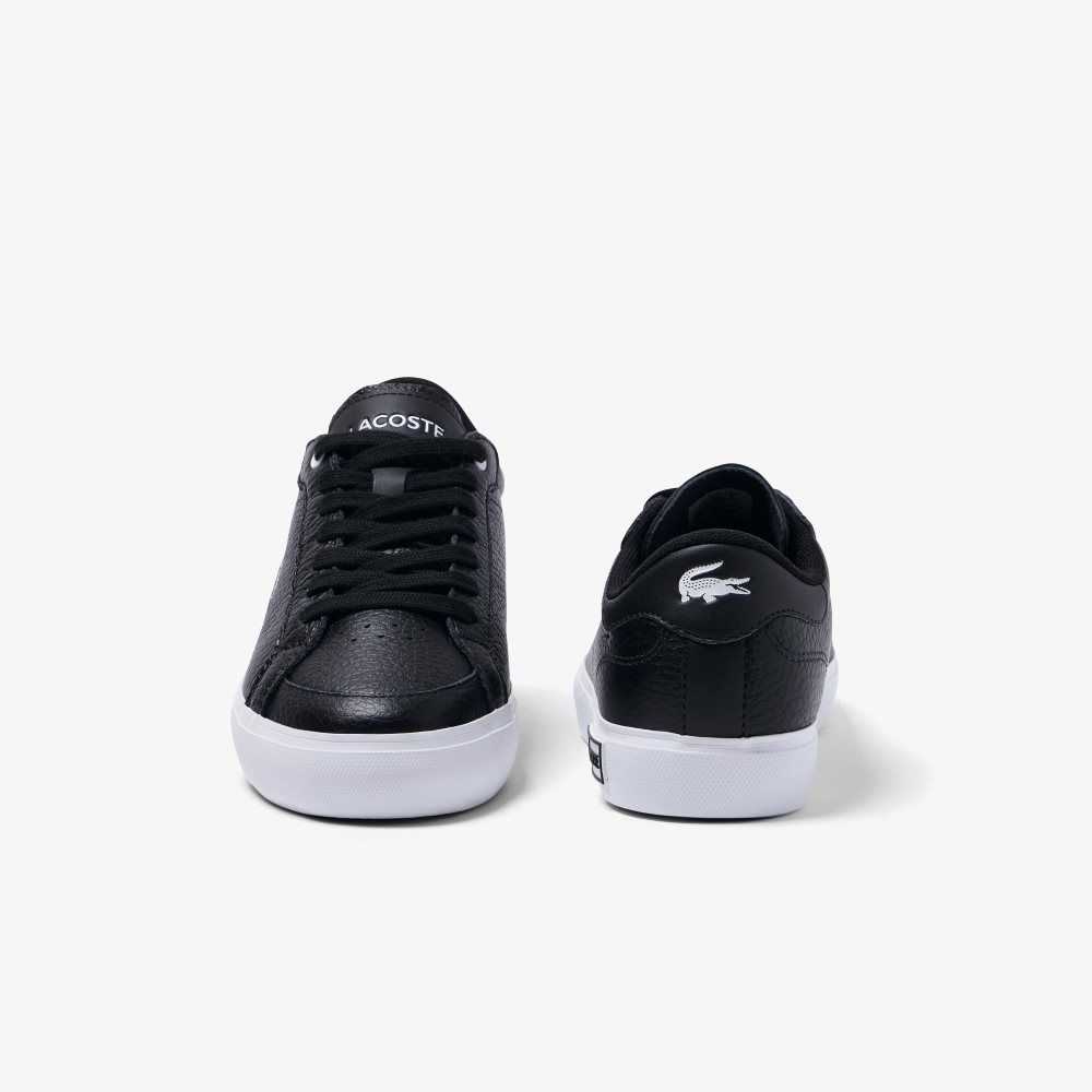 Lacoste Powercourt Cuero Detailed Negras Blancas | 9705-TROFL