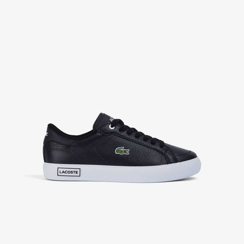 Lacoste Powercourt Cuero Detailed Negras Blancas | 9705-TROFL