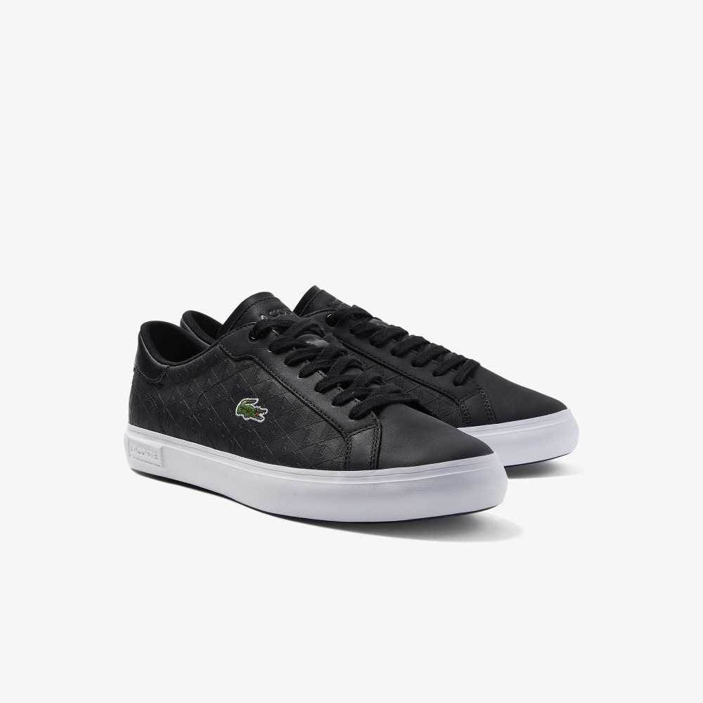 Lacoste Powercourt Cuero Negras Blancas | 3825-LSVNX