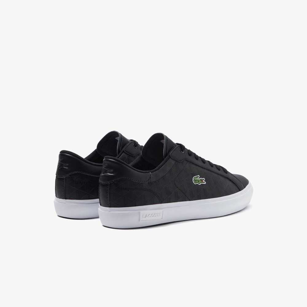 Lacoste Powercourt Cuero Negras Blancas | 3825-LSVNX