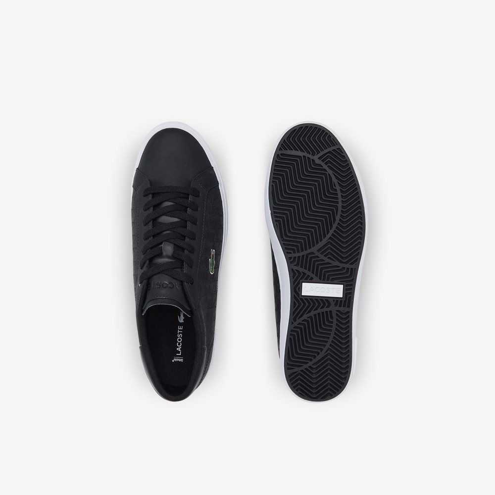 Lacoste Powercourt Cuero Negras Blancas | 3825-LSVNX