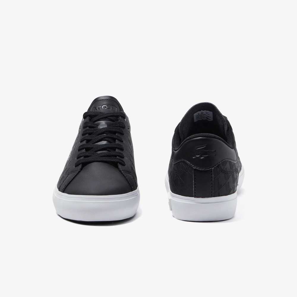 Lacoste Powercourt Cuero Negras Blancas | 3825-LSVNX