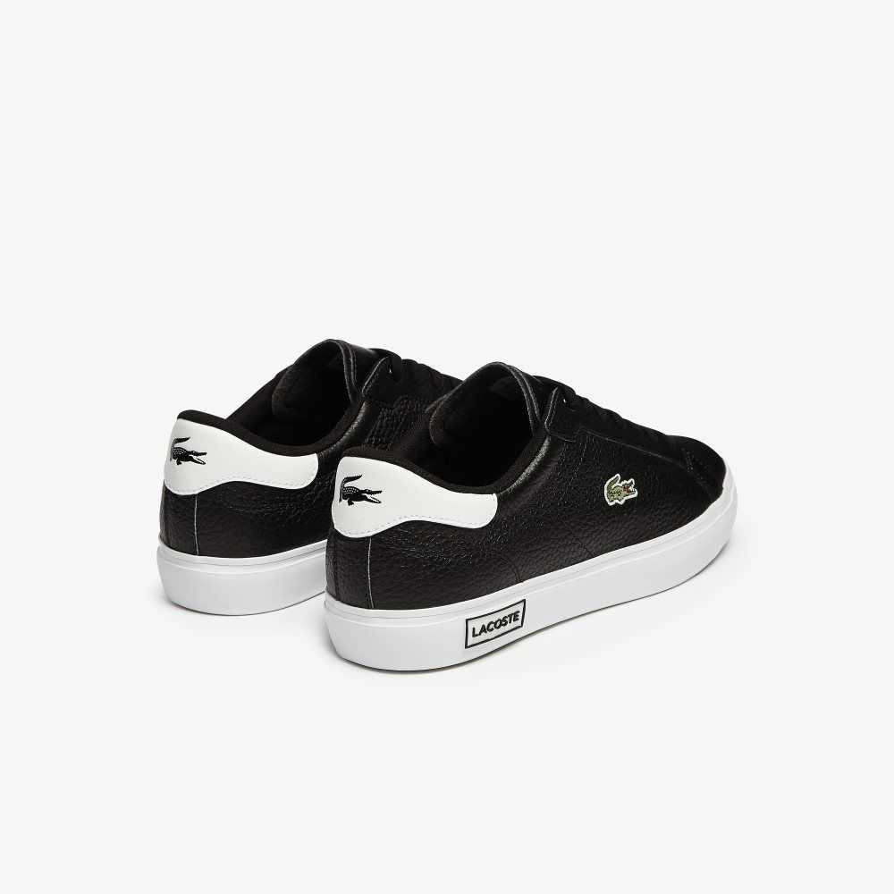 Lacoste Powercourt Cuero Negras Blancas | 4561-NJHXU