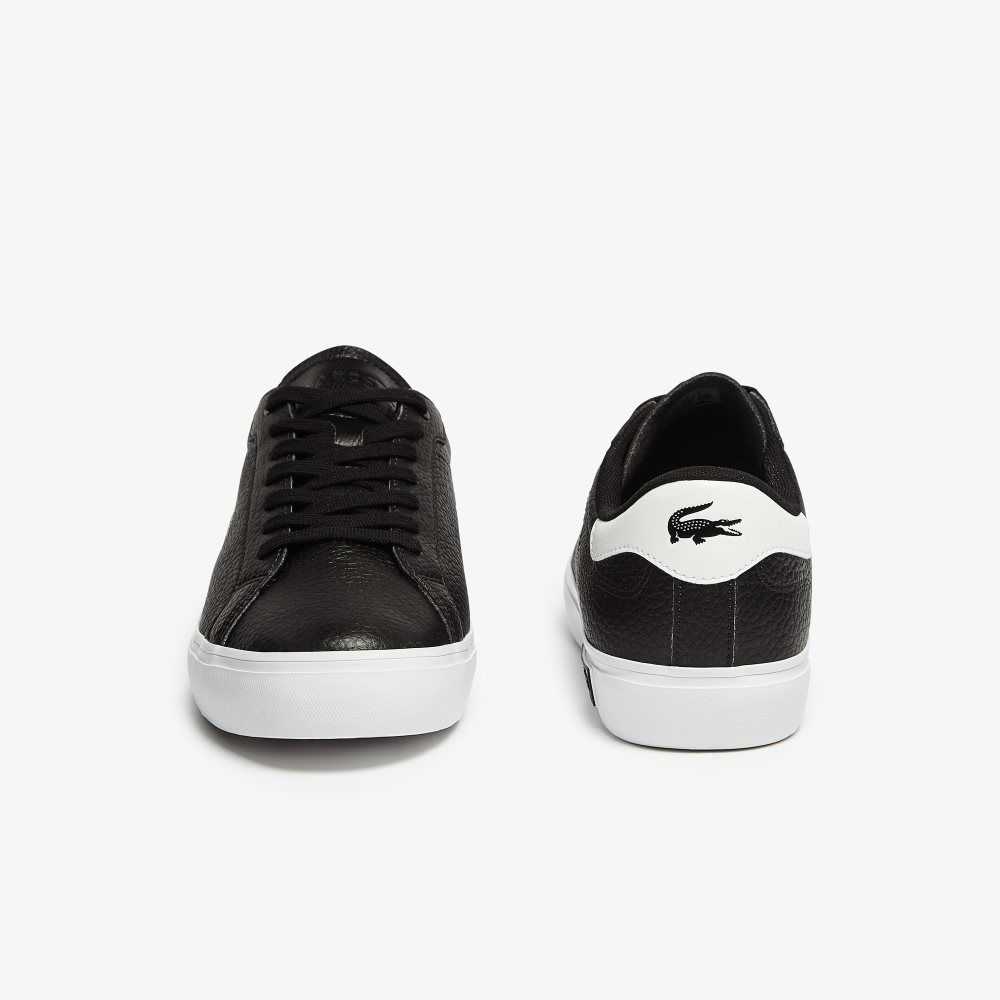 Lacoste Powercourt Cuero Negras Blancas | 4561-NJHXU