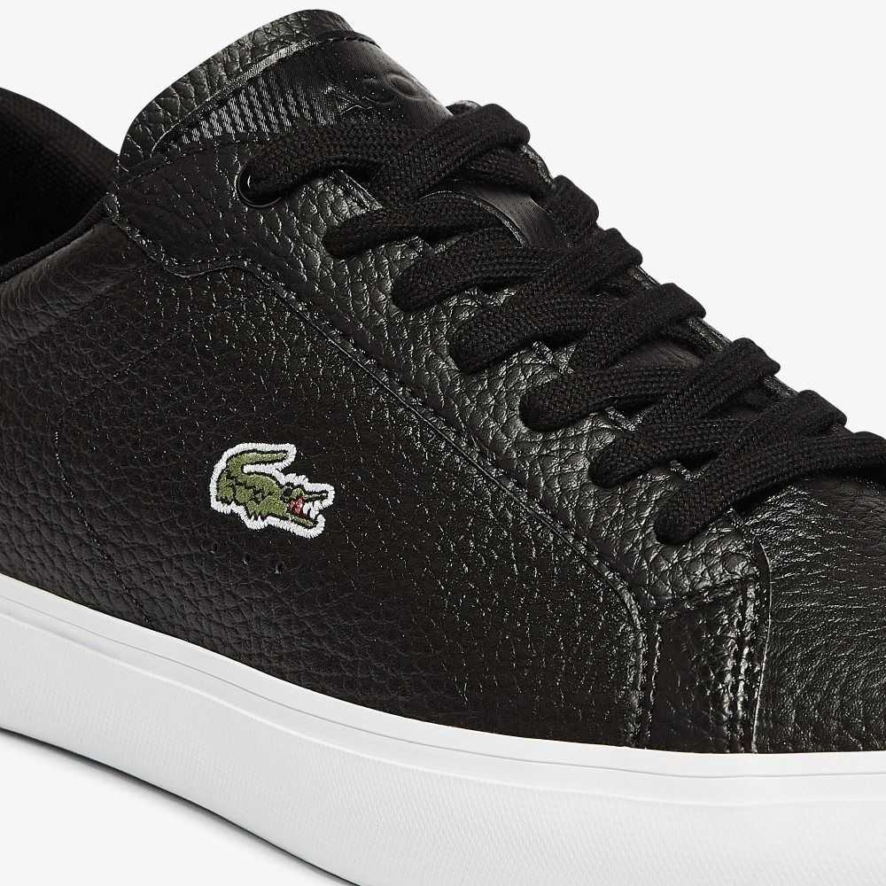 Lacoste Powercourt Cuero Negras Blancas | 4561-NJHXU