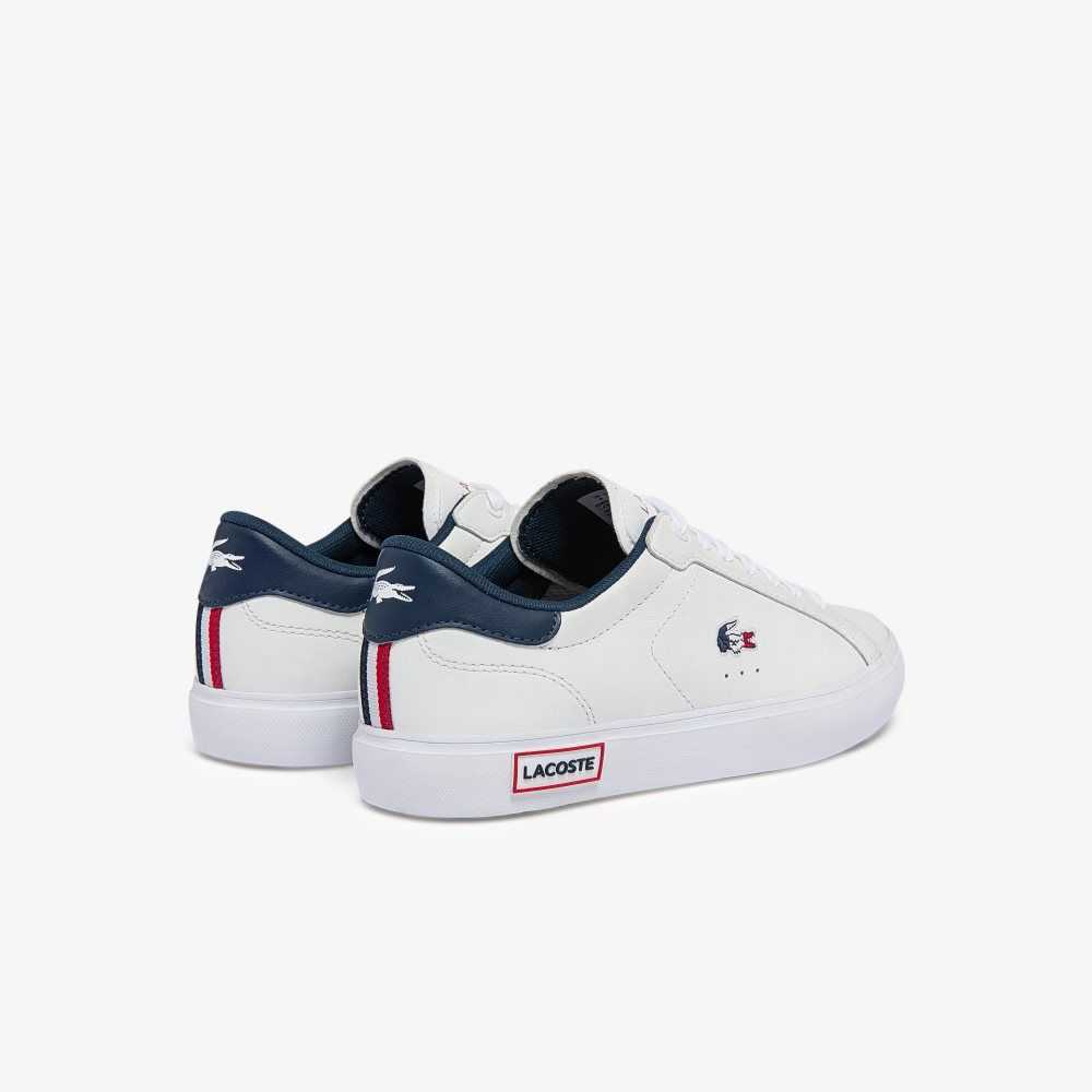 Lacoste Powercourt Cuero Tricolor Blancas Azules Rojas | 5316-OXHWN