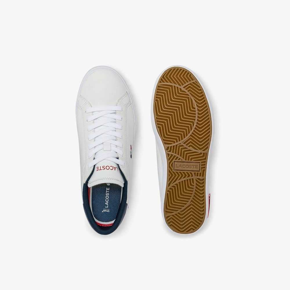 Lacoste Powercourt Cuero Tricolor Blancas Azules Rojas | 5316-OXHWN