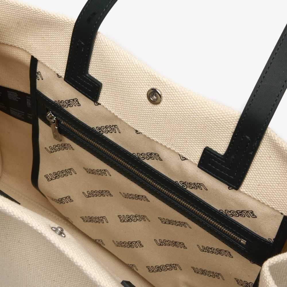 Lacoste Print Front Tote Beige | 7210-PEWSH